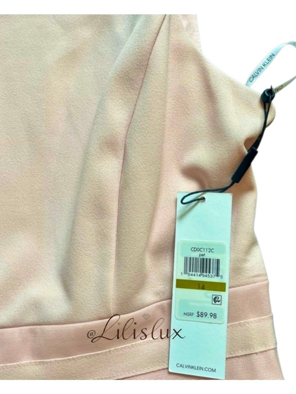 Calvin Klein Sleeveless Petal Pink Detailed Fit and Flare Dress NWT Size 14 Lg - Picture 6 of 10